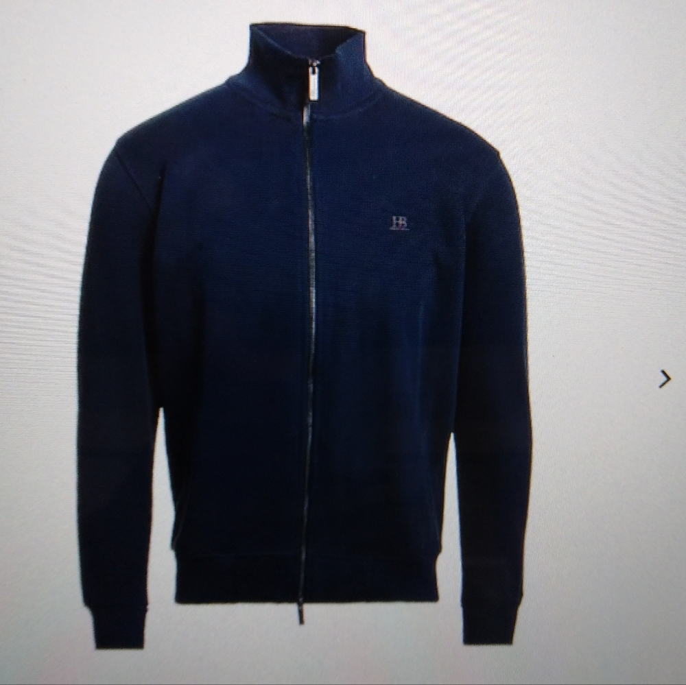 Harmont & Blaine ITALY blue jersey turtleneck cardigan sweater Size S